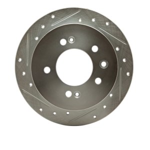 Hyundai Elantra Brake Rotor (1) - Rear Left - R1 Concepts - Drilled & Slotted - Silver - `07-`10